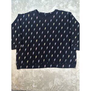 Women’s Torrid Crewneck Sweater Lightning Bolt Print Black Size 4